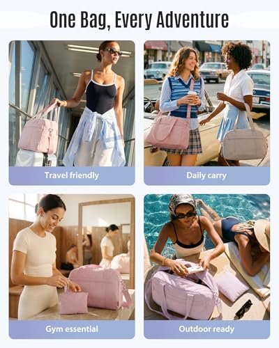 LIGHT FLIGHT Personal Item Travel Bag, Lightweight Gym Bag for Women, 20L Weekender Bag with Toiletry Pouch, Carry on Overnight Dance Bag, Coffee