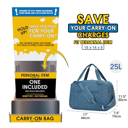 Narwey 18" Carry on Bag Underseat for Airplane Spirit Airlines Personal Item Travel Bag 18x14x8 Small Duffle Bag Duffel Bag Gym Weekender Overnight Bag with Wet Pocket for Women and Men (Navy Blue)