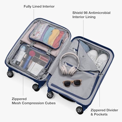 Traveler's Choice Pagosa Hardshell Expandable Luggage with Spinner Wheels, Navy, 26-Inch Medium