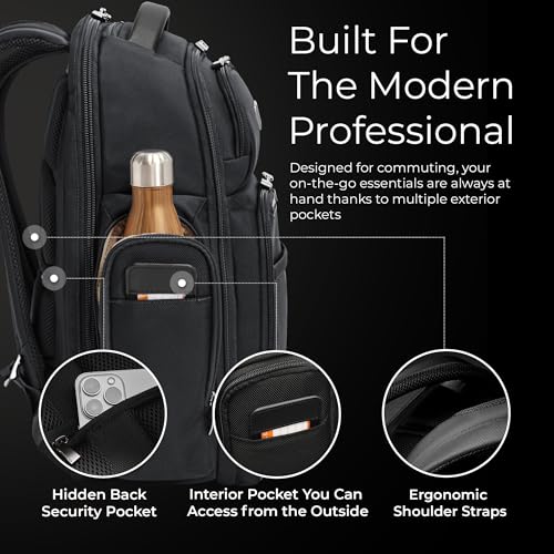 Briggs & Riley Large Cargo Backpack for Women & Men - Laptop Backpack, For Work & Travel, Spacious & Durable, Padded Straps, Fits up to 17" Laptop - @work Collection, Black