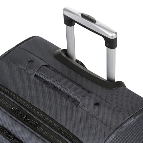 SWISSGEAR Sion Softside Expandable Spinner Luggage Durable Lightweight Travel Suitcase, Dark Grey, Checked-Medium
