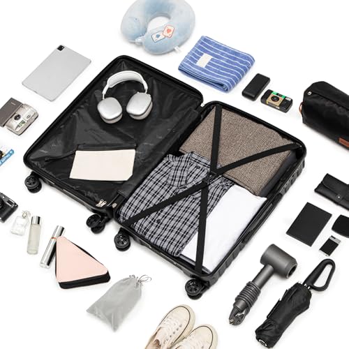 Cosbarn Luggage Sets 5 Piece Suitcases with Wheels, Suitcase Set ABS Hard Case Luggage with Spinner Wheels Durable Travel Luggage