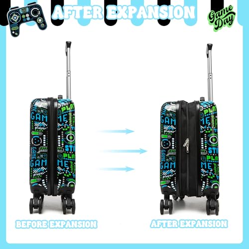 Inprof Kid’s Luggage Set 5 Piece Suitcase Set 16’’ Hardside Luggage with Spinner Wheels Girls Boys Carry on Luggage Travel Rolling Luggage Airline Approved
