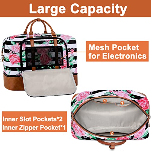 Travel Weekender Bag for Women, Overnight Bag with Shoe Compartment Oversized Travel Duffel Bag Carry On Tote 21"