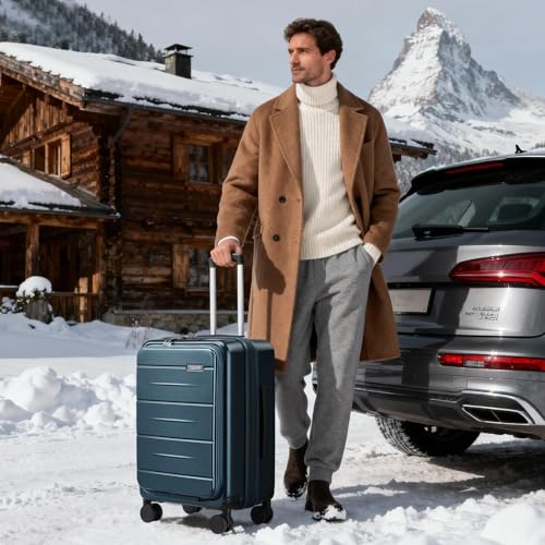 cllson Carry On Luggage with Top Opening, Expandable with Front Pocket and USB Charging Port, Lightweight with front compartment Rolling Suitcases with Fathers Day Gift for Dad Men Him Husband
