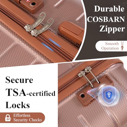 Cosbarn Luggage Sets 5 Piece Suitcases with Wheels, Suitcase Sets ABS Hard Case Luggage with TSA Lock Durable Carry-on Luggage with Spinner Wheels Travel Suitcase for Men Women