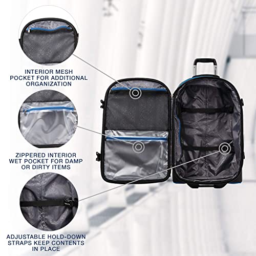 Travelpro Unisex-Adult Bold-Softside Expandable Rollaboard Upright Luggage, Blue/Black, Checked-Medium 25-Inch