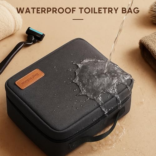 BagUrshion Toiletry Bag for Men,Mens Travel Toiletry Organizer,Men's Travel Essentials,Water Resistant Shaving Bag for Toiletries Accessories -Black