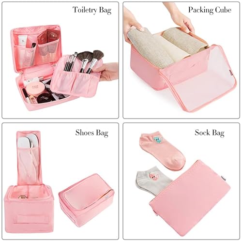 BAGAIL 8 Set Packing Cubes Luggage Packing Organizers for Travel Accessories-Blush Pink