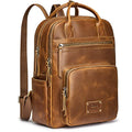 S-ZONE Vintage Genuine Leather Backpack Purse for Women Men Rucksack Travel Daypack with Luggage Sleeve