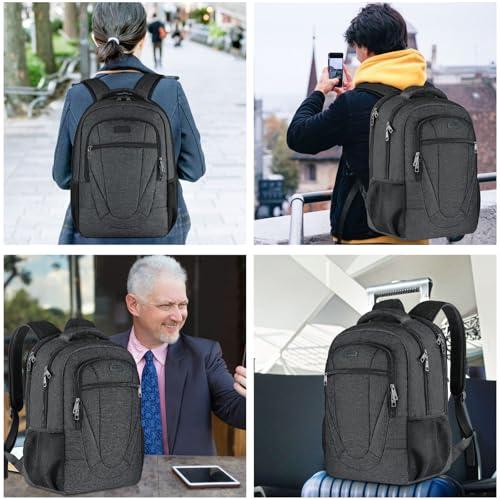 BIKROD Travel Laptop Backpack, 17 Inch Extra Large School Backpacks for Teen Boys and Girls, Black Water Resistant Women Back Pack, Business Men Sturdy Computer Bag
