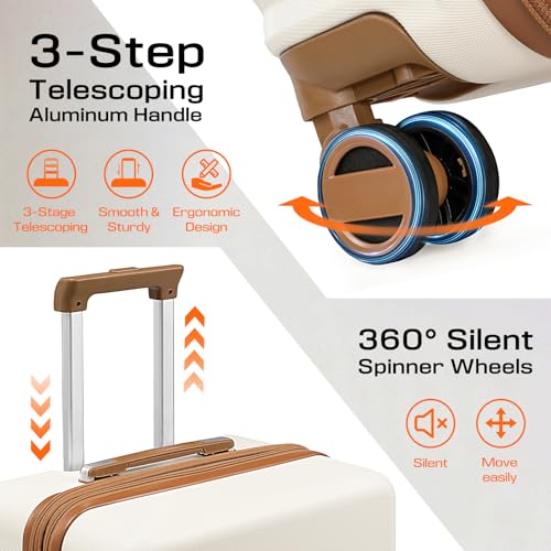 Joyway Luggage Set 5 Piece, Expandable Hardside Carry On Suitcase with Spinner Wheel and TSA Lock for Lightweight Travel