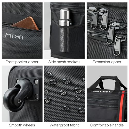 mixi Travel Bag with Wheels Expandable Foldable Luggage Bag Collapsible Rolling Travel Bag Duffel Bag Large Capacity Suitcase for Men Women, Black