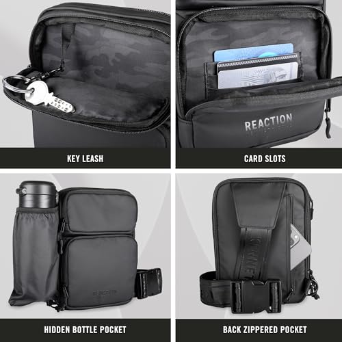 Kenneth Cole REACTION Ryder Coated Polyester Tech Crossbody Bag, Black