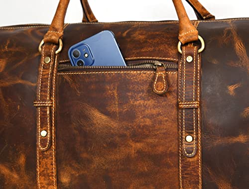 Aaron Leather Goods – Full Grain Leather Duffel Bags for Travel, Weekend, Overnight, and Sports Gym | Stylish Bags for Men and Women.