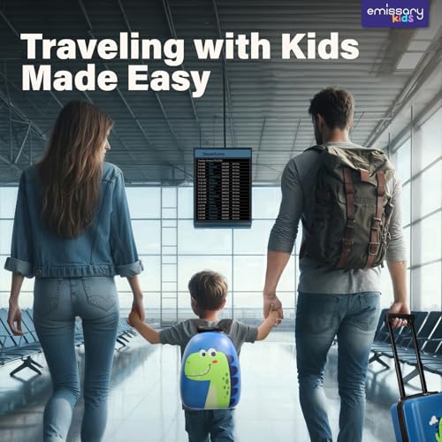 emissary Kids Luggage with Wheels, Hardside Toddler Carry On Suitcase Set, Lightweight Rolling Travel Bag for Boys and Girls, Airline Approved Travel Gifts - Dinosaur