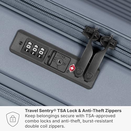 Traveler's Choice Novia Top Opening Expandable Polycarbonate Luggage with Spinner Wheels, Slate Blue, 25-Inch Medium