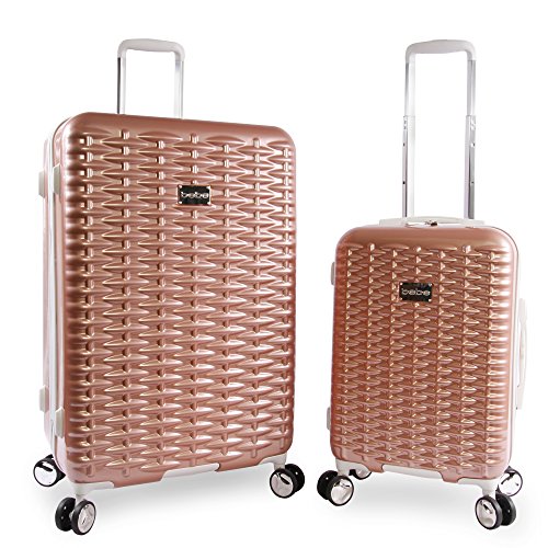 BEBE Lydia 2 Piece Set Suitcase With Spinner Wheels Luggage Set, Rose Gold