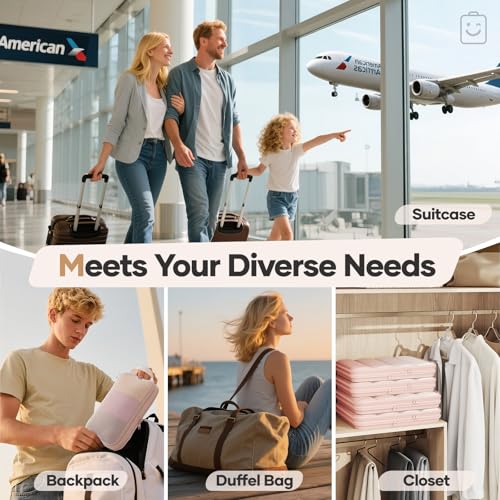 Veken 9/11 Set Compression Packing Cubes for Travel Essentials,Compressible Expandable Large Luggage Suitcase Organizer Bags for Clothing,Durable Space Saver Storage Bags with Toiletry Bags(Beige)