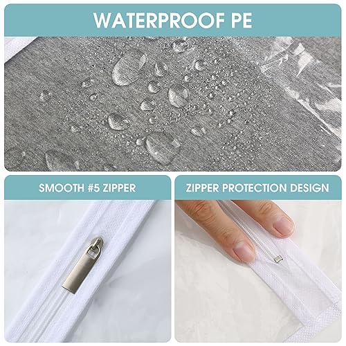 Perber All Clear Garment Bags for Hanging Clothes, 60" Dress Bags for Gowns Long, Plastic Dustproof Dress Garment Bag, Long Dress Bag with Zipper for gown, winter long coats, dance costume（10 Packs）