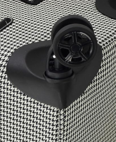 London Fog Cambridge 25" Expandable Softside Spinner, Black White Houndstooth