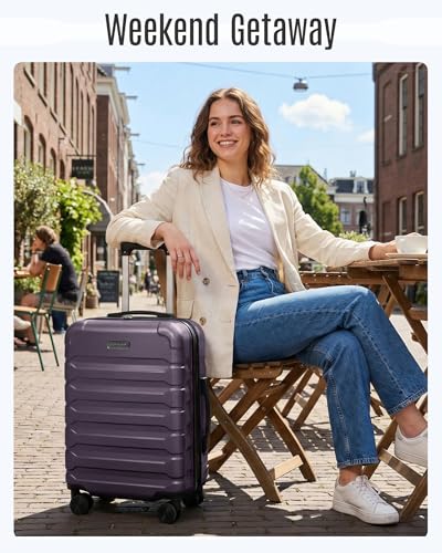 LIGHT FLIGHT Carry On Luggage 22x14x9 Airline Approved, Expandable Carry On Suitcases with Wheels, Lightweight Luggage, Durable Hard Shell 20 Inch Rolling Suit Case for Men Women Travel, Gray