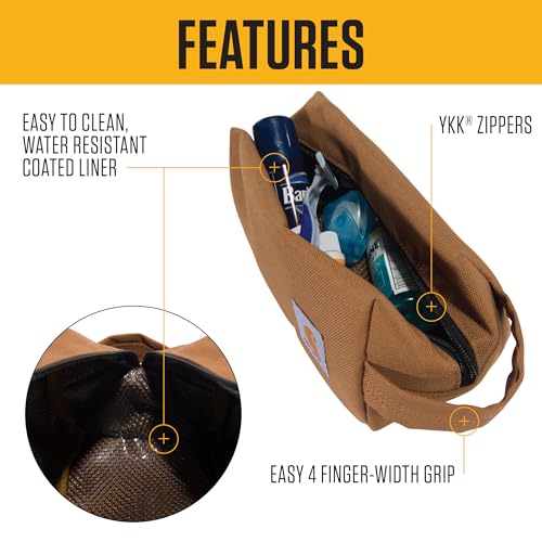 Carhartt Durable Travel Kit, Organize Essentials W/the Water Resistance Toiletry Bag, Carhartt Brown