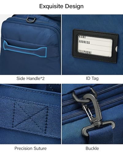 Hanke Expandable Carry On Luggage Bag,3 in 1 Duffle Bag for Travel,45L-55L Weekender Overnight Bag with 15.6" Compartment for Women & Men (Blue)