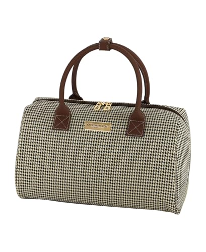LONDON FOG Women Satchel, Olive Houndstooth, 16 inch