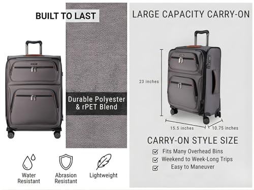 Ricardo Beverly Hills Montecito 3.0 Softside Luggage Collection Expandable Suitcases with Wheels and TSA Lock, 21 Carry-on (French Gray, 21-inch Carry-on)