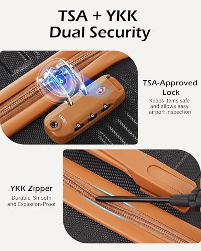 LONG VACATION 6 Piece ABS+PC Hardshell Luggage Set with Spinner Wheels, Lightweight suitcase set with TSA Lock & YKK Zipper
