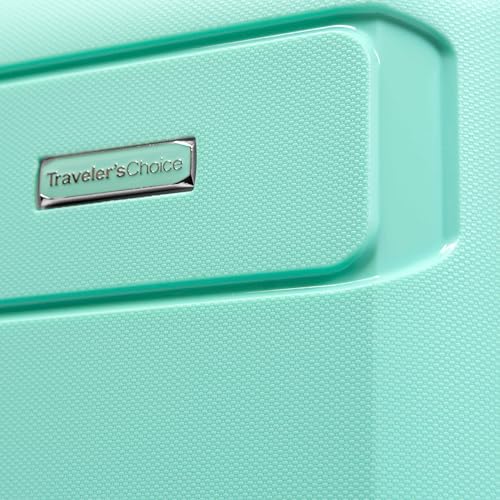 Traveler's Choice Pagosa Hardshell Expandable Luggage with Spinner Wheels, Mint, 22-Inch Carry-on