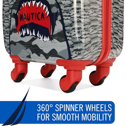 Nautica Kids 18" Hardside Carry-on Suitcase with Spinner Wheels, Shark Attack