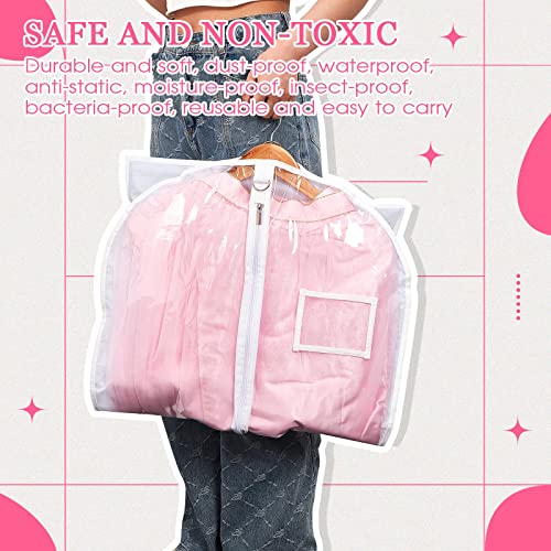 Nuenen 6pcs Garment Bags for Dance Costume Clothing Bags Hanging Clothes Clear Dance Garment Carrier for Dancers with 5 Zipper Pockets Closet Hanging Clothes Cover (White)
