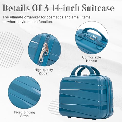 Hardshell 4 Luggage Sets, Lightweight Wave Suitcases with Spinner Wheels