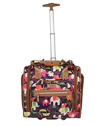Lily Bloom Designer 15 Inch Carry On - Weekender Overnight Business Travel Luggage - Lightweight 2- Rolling Wheels Suitcase - Under Seat Rolling Bag for Women (Elephant Rain)