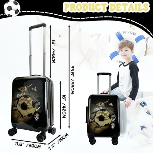 Inprof Kid’s Luggage Set 5 Piece Suitcase Set 16’’ Hardside Football Luggage with Spinner Wheels Boys Carry on Toddler Travel Rolling Suitcase Carry on Luggage Airline Approved