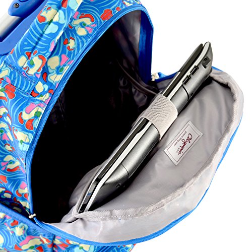 Olympia U.S.A. Melody 19" Rolling Backpack, Blue Flower
