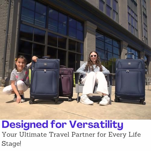 Skyway Epic Softside Large Checked Luggage - Lightweight Suitcase with Wheels | TSA Approved Travel Bag | Spinner Suitcase | Large Luggage Set with Telescoping Handle, 28 inch, Black