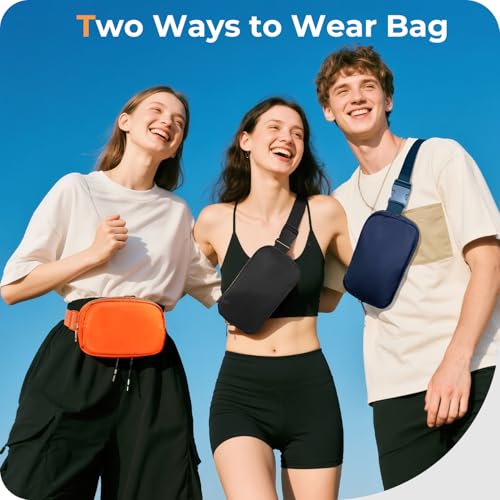 Cwualo Belt Bag Zipper Fanny Pack Crossbody Bags for Women,Fashion Waist Packs, Water Repellent Two Way wear with Adjustable Strap Gifts for Teenage Girls Women Men(Black)