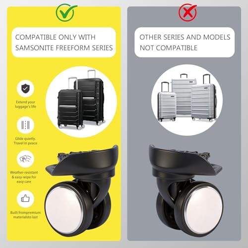 4Pack Wheels Replacement Kit Compatible With Samsonite Freeform Hardside Carry-On Luggage (Spinner Compatible Only With Samsonite Freeform Series)