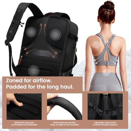 LOVEVOOK 40L Travel Backpack for Women, Carry On Backpack with 3 Packing Cubes,TSA Personal Item Travel Bag Airline Approved, Water Resistant Weekender Overnight Luggage Daypack, Fits 17.3 Inch Laptop