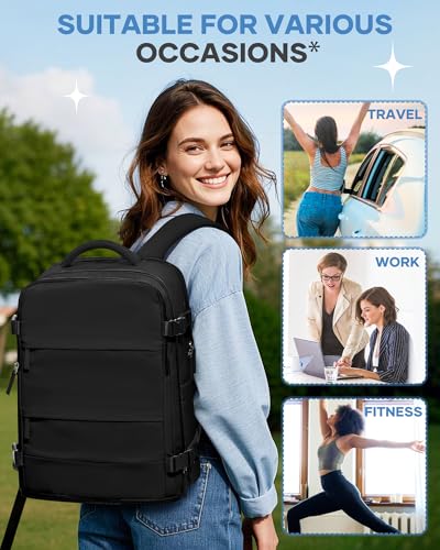 coofay Travel Backpack For Women Men Airline Approved Carry On Backpack Flight Approved Waterproof Sports Luggage Backpack Casual Daypack Small Hiking Backpacks Black Backpacks