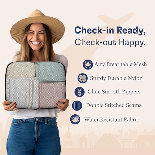 Shacke 5 Set Packing Cubes for Travel – Luggage Organizer & Suitcase Bags with Laundry Bag, Carry On Packing Organizer, Travel Accessories for Women Men (Air Black)