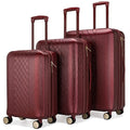 Badgley Mischka Diana Expandable Chic 3-Piece Luggage Set with Spinner Wheels - Burgundy