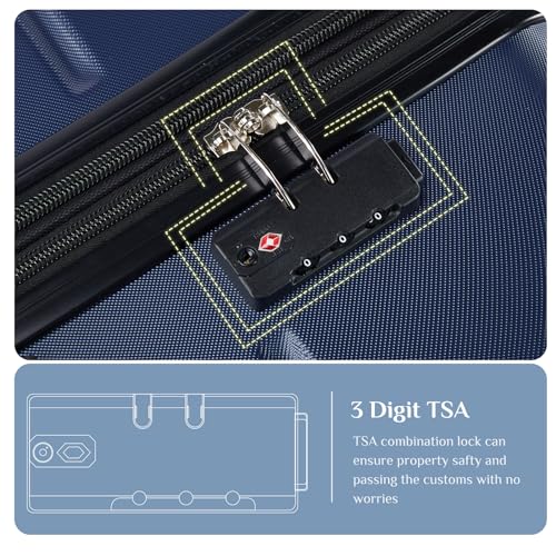 OLIXIS 28 Inch Luggage, Hardside Checked Suitcase with Spinner Wheels, Lightweight ABS Hard Shell Travel Luggage, TSA Approved Lock, Expandable Large Suitcase for Business & Travel–Blue