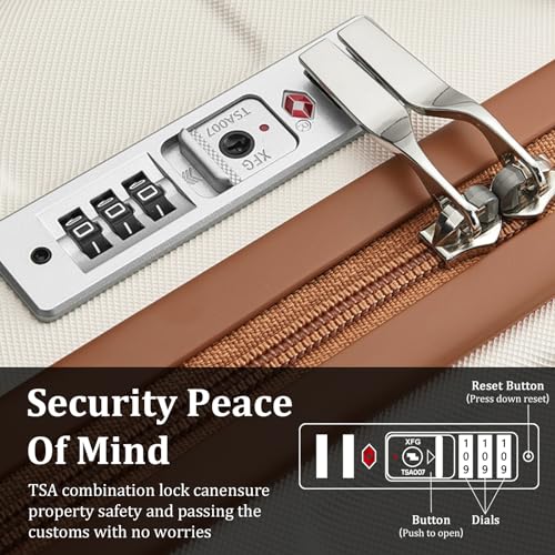 imiomo Hard Shell Luggage Sets 5 Piece for Women, Lightweight Hardside Rolling Suitcase Set with Spinner Wheels and TSA Lock, Beige