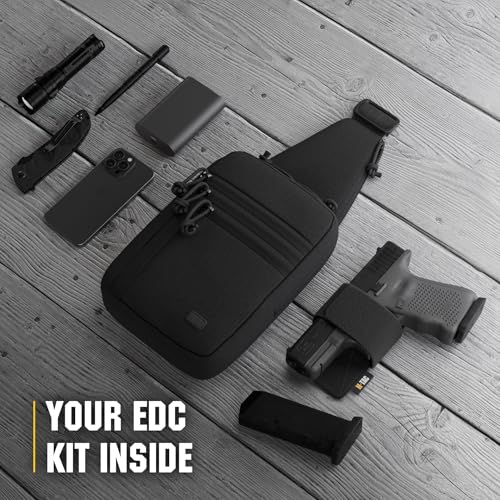 M-Tac CCW Sling Bag for Men & Women - EDC Shoulder Bag Tactical - Crossbody Concealed Carry Bag - Mens Chest Pack (Black)
