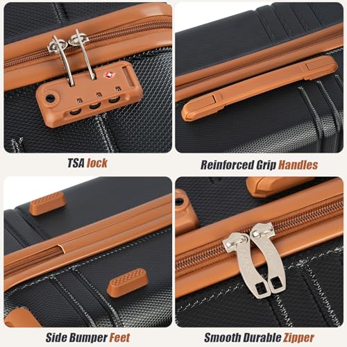 Luggage Sets 5 Piece Suitcases with Wheels, ABS Hardside Suitcase Sets with TSA Lock, Carry On Luggage, Checked Luggage & Large Suitcase, Lightweight Durable Travel Suitcase for Men Women, 20"/24"/28"