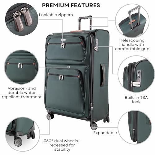 Ricardo Beverly Hills Montecito 3.0 Softside Luggage Collection Expandable Suitcases with Wheels and TSA Lock, 29" Large Check-In (Hunter Green, 29-inch Large Check-in)